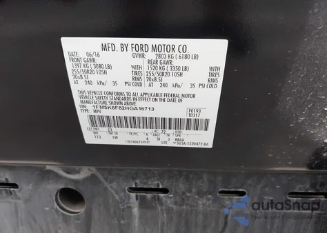 2017 Ford Explorer Limited z USA, uszkodzony, nr VIN 1FM5K8F82HGA16713